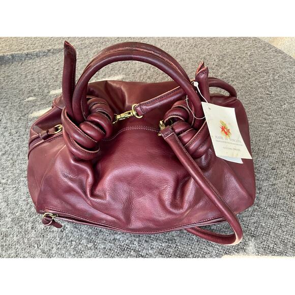 Vintage nos Made in Tuscany red leather UNIQUE purse bag - Picture 1 of 16